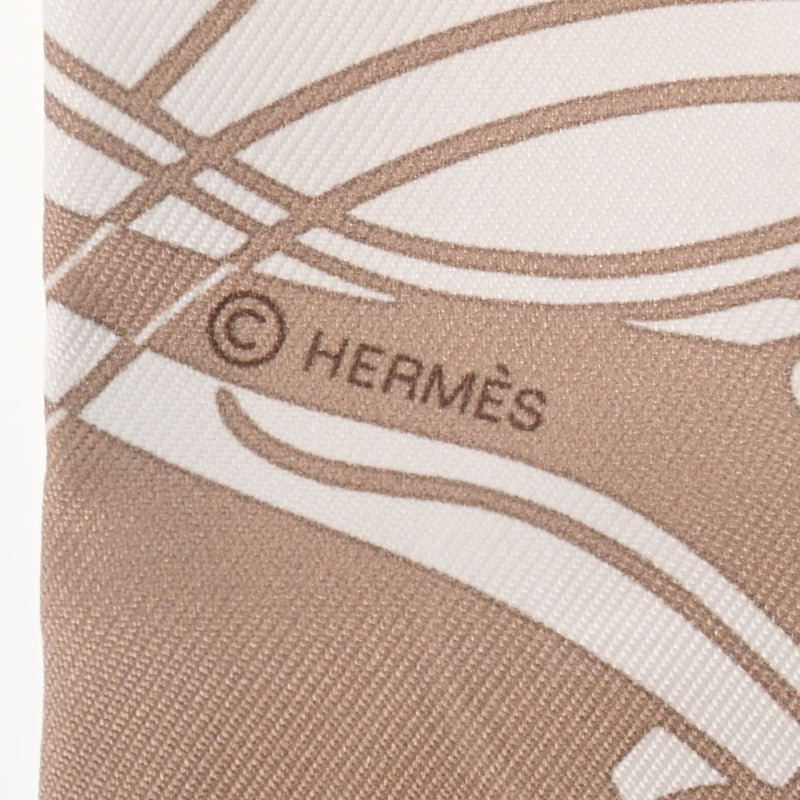 HERMES エルメス ツイリー EX LIBRIS ベージュ レディース シルク100％ スカーフ 新同 中古 銀蔵