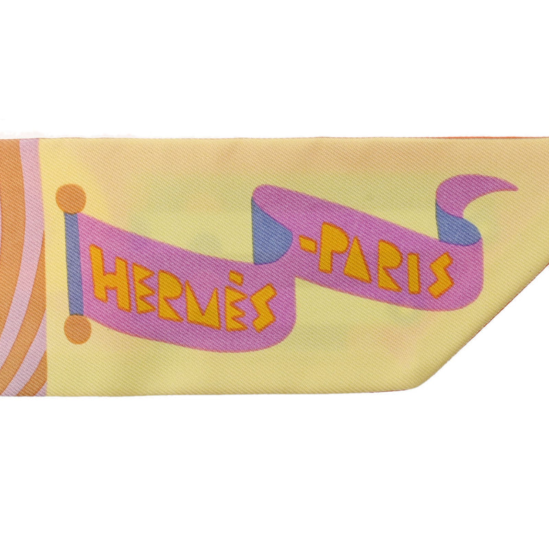 HERMES エルメス ツイリー Parade en Fanfare オレンジ レディース シルク100％ スカーフ 新同 中古 銀蔵