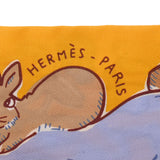 HERMES エルメス ツイリー MILLE ET UN LAPINS 黄 レディース シルク100％ スカーフ Aランク 中古 銀蔵