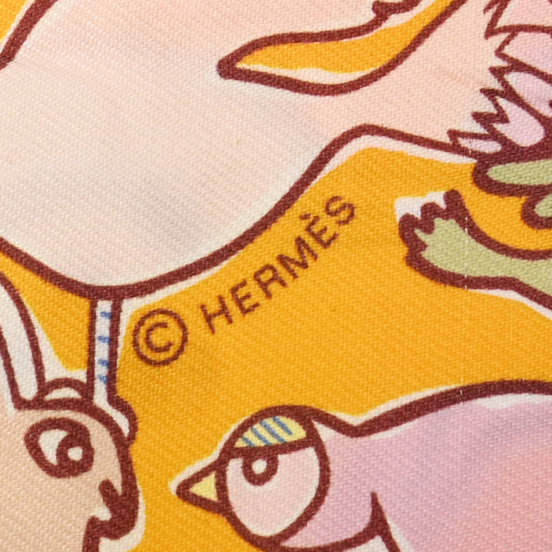 HERMES エルメス ツイリー MILLE ET UN LAPINS 黄 レディース シルク100％ スカーフ Aランク 中古 銀蔵