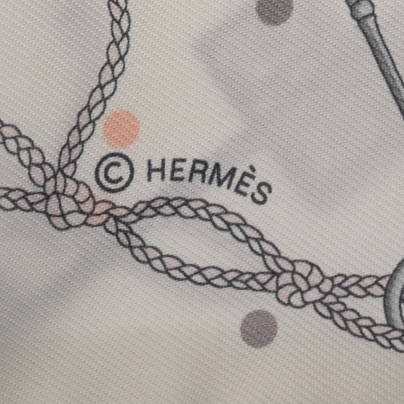 HERMES エルメス ツイリー LES CLES A POIS 白 レディース シルク100％ スカーフ Aランク 中古 銀蔵