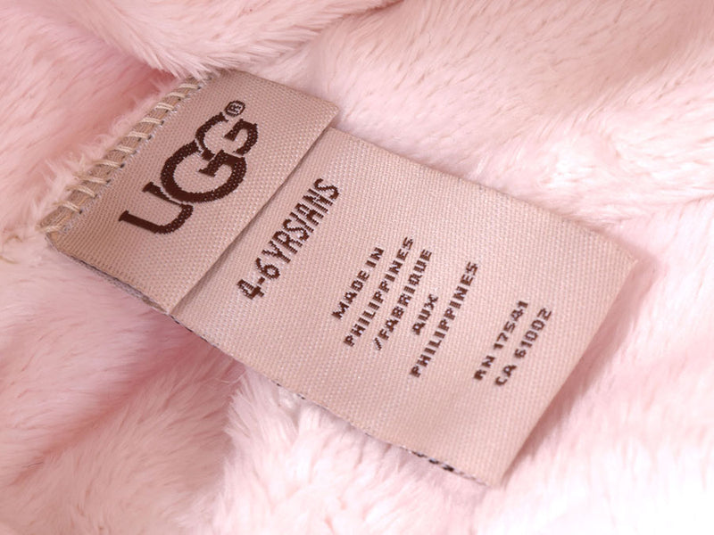UGG アグ 子供用 ハット/ミトン ギフトセット 4-6歳 帽子 手袋 ピンク キッズ ナイロン/シープスキン/ポリウレタン ハット 未使用 銀蔵
