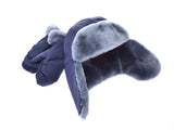 阿古儿童用帽子/米顿吉福套装海军蓝4-6岁儿童尼龙床单皮帽子手套未使用美品UGG二手银藏