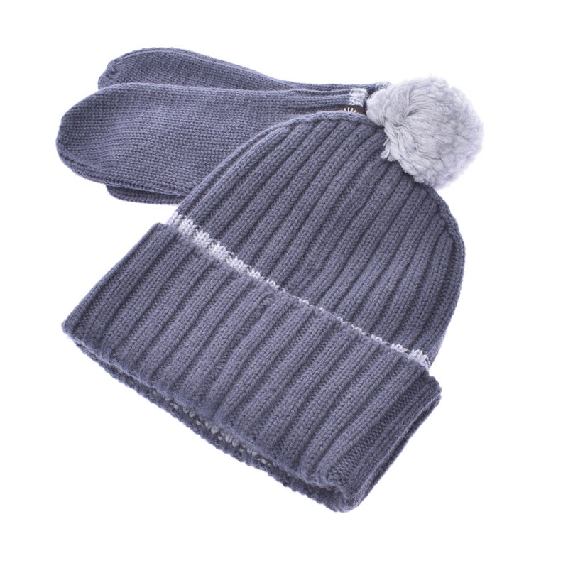 UGG Ag Children's Hat/Mitten Gift Set 4-6 Years Old Knit Hat Gloves Gloves Grey Kids Wool/Nylon/Acrylic Hat Unused Ginzo