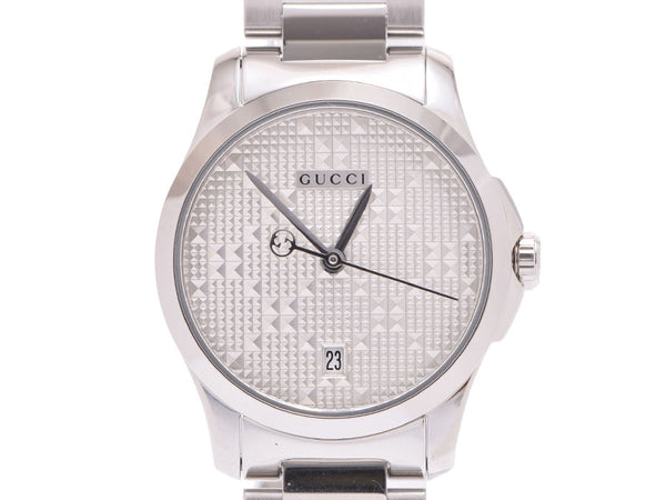 Gucci G永恒银色表盘126.5女士SS石英手表全新状态良好GUCCI Box Gala Ginzo