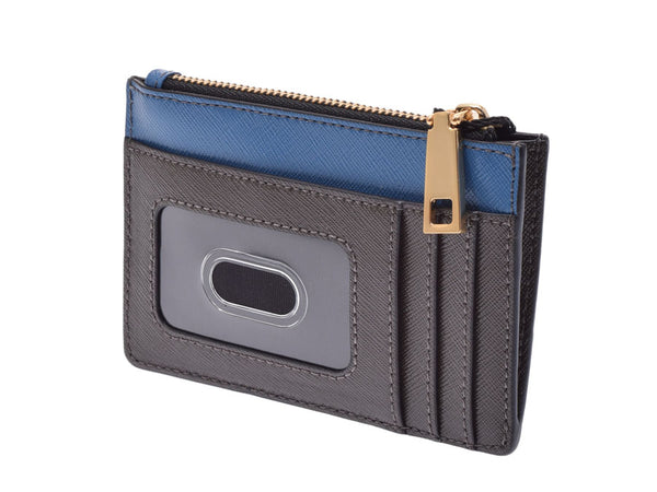 Mark Jacobs top zip multi-wallet vintage blue / gray system メタリックサフィアーノコインケースアウトレット-free MARC JACOBS used silver storehouse