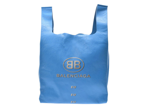 Balenciaga超级市场购物者蓝色女士男士小羊皮袋未使用状况良好BALENCIAGA二手Ginzo