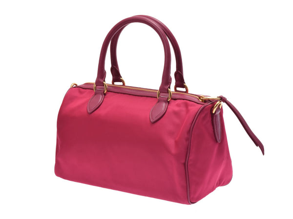PRADA Prada 2WAY Mini Boston Pink 1BB797 Ladies Nylon Leather Handbag Unused Ginzo