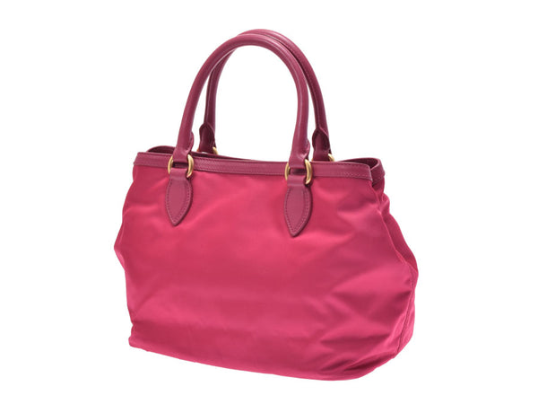 普拉达 2WAY 手袋粉红色 1BA172 女士尼龙皮革未使用的美容产品 PRADA 表带画廊二手银藏