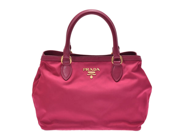 普拉达 2WAY 手袋粉红色 1BA104 女士尼龙皮革未使用的美容产品 PRADA 表带与旧银仓库