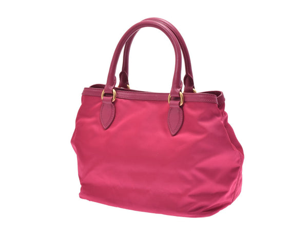 Prada 2WAY Handbag Pink 1BA104 Ladies Nylon Leather Unused Good Condition PRADA With Strap Gala Used Ginzo