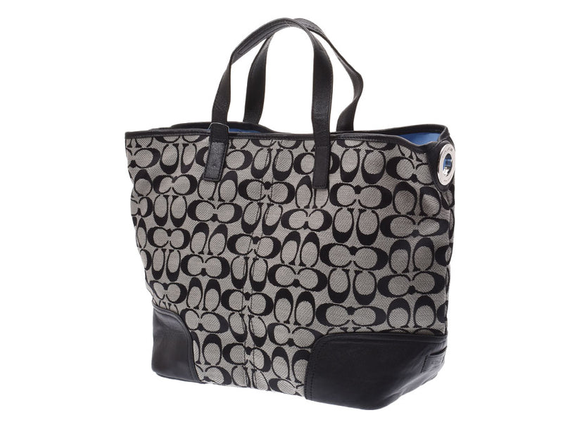Coach signature 2WAY tote bag black / gray system F28981 Lady's canvas / leather-free outlet COACH used silver storehouse