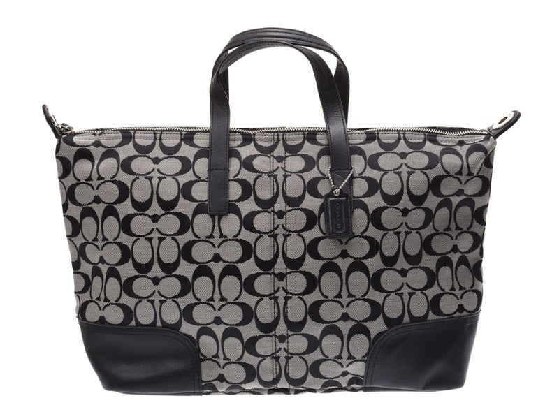 Coach signature 2way tote bag black gray F31841 ladies canvas