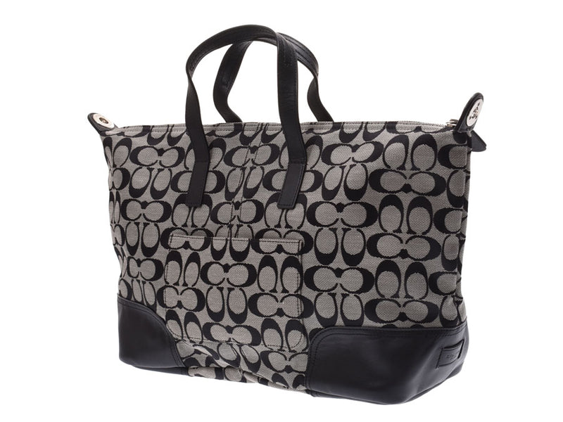 Coach Handbag Tote & Wallet Set- Black/ Silver Bag- 17”(L) x 12”(H) Approx.  | Silver bags, Coach handbags, Tote handbags