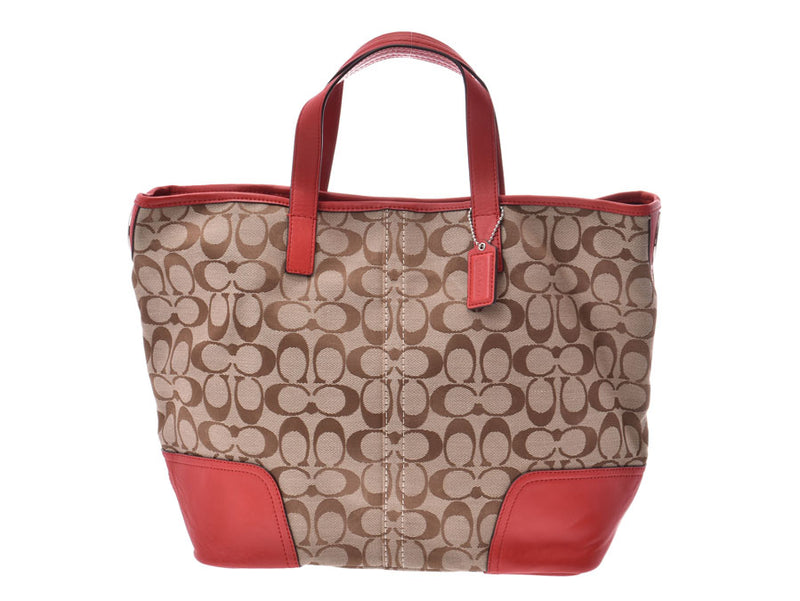 Coach Signature 2WAY Tot Bag Red/Beige Series F28981 Ladies Canvas/Reza Unused Outlet COACH COACH Used