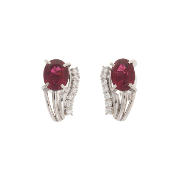 Others Ruberite 1.75/1.68ct D0.13/0.13ct Silver Ladies PT900 Earrings A Rank Used Ginzo