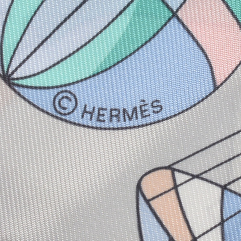 HERMES エルメス ツイリー LES FOLIES DU CIEL グリスパール/グレナデン レディース シルク100％ スカーフ 新品 銀蔵