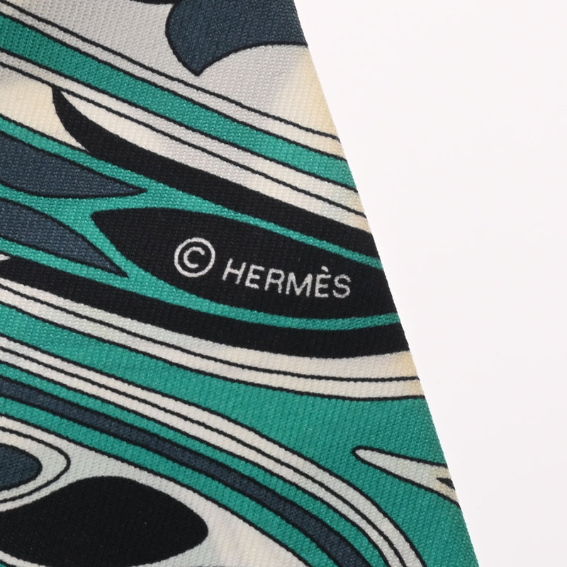 HERMES エルメス ツイリー FOLKLORE 民俗学 ホワイト/グリーン 061683S 10 レディース シルク100％ スカーフ 未使用 銀蔵