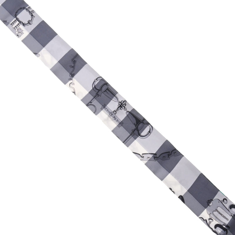 HERMES エルメス ツイリー MORS ET GOURMETTES VICHY アントラシット/メンソール/ブラン レディース シルク100％ スカーフ Aランク 中古 銀蔵