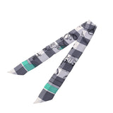 HERMES エルメス ツイリー MORS ET GOURMETTES VICHY アントラシット/メンソール/ブラン レディース シルク100％ スカーフ Aランク 中古 銀蔵