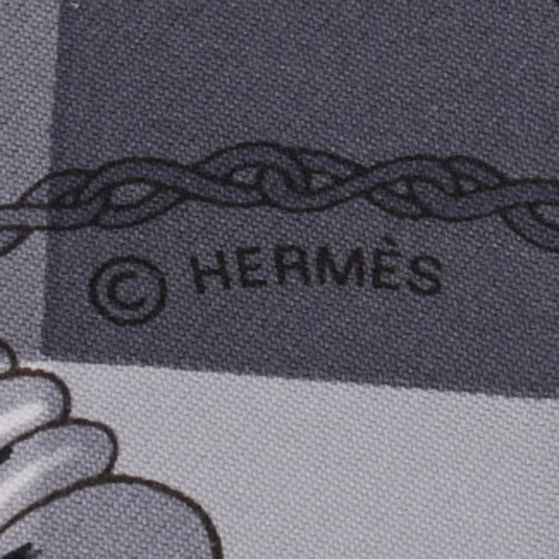 HERMES エルメス ツイリー MORS ET GOURMETTES VICHY アントラシット/メンソール/ブラン レディース シルク100％ スカーフ Aランク 中古 銀蔵