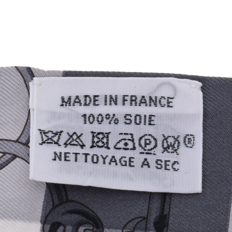 HERMES エルメス ツイリー MORS ET GOURMETTES VICHY アントラシット/メンソール/ブラン レディース シルク100％ スカーフ Aランク 中古 銀蔵