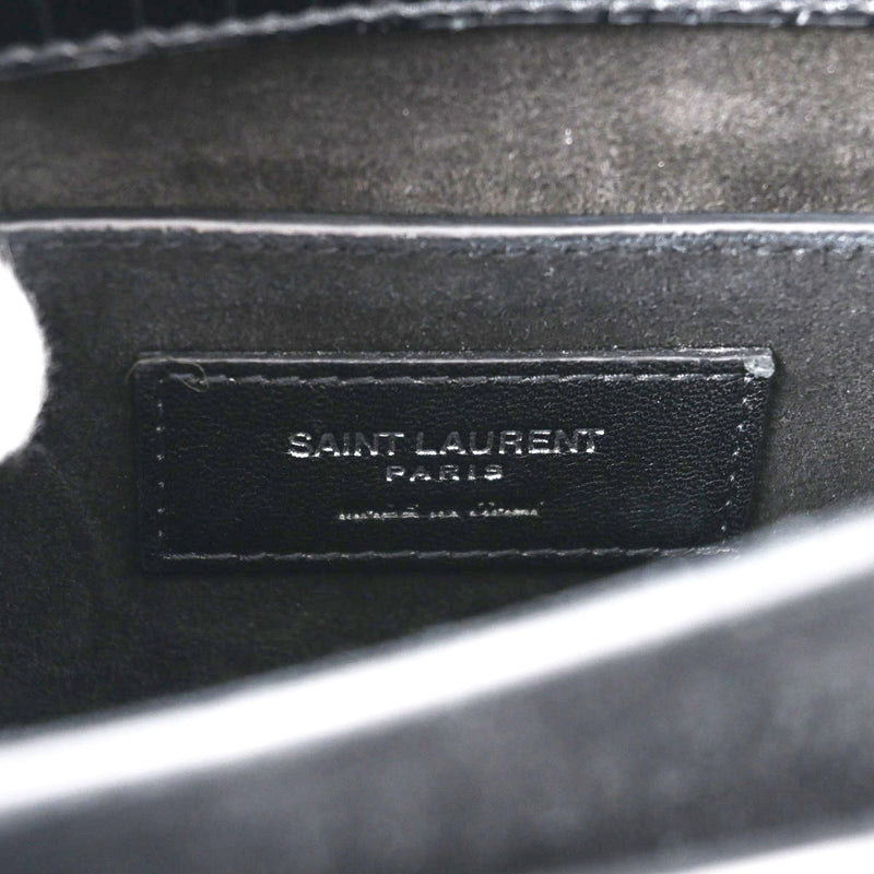 SAINT LAURENT サンローラン サンセット チェーンショルダー ブラック シルバー金具 442906 レディース クロコ型押し ショルダーバッグ ABランク 中古 銀蔵