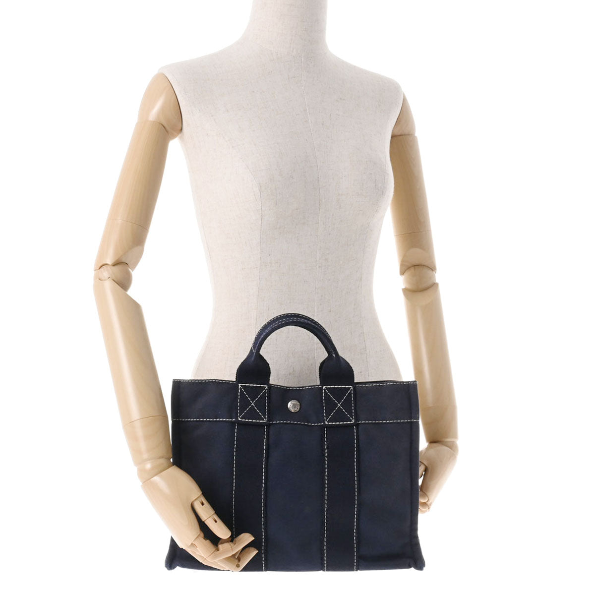 エルメスドーヴィル PM 紺 ユニセックス キャンバス トートバッグ