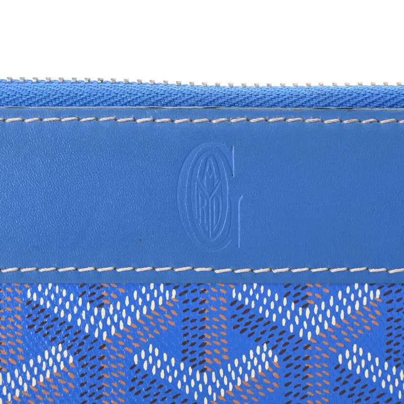 GOYARD ゴヤール ラウンドファスナー財布 青 ユニセックス レザー 長財布 Bランク 中古 銀蔵