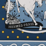 HERMES エルメス カレ55 LES MUSTANGS  BANDANA ブルージーン/ジョーヌ/ブラン 043941S レディース シルク100％ スカーフ 新品 銀蔵