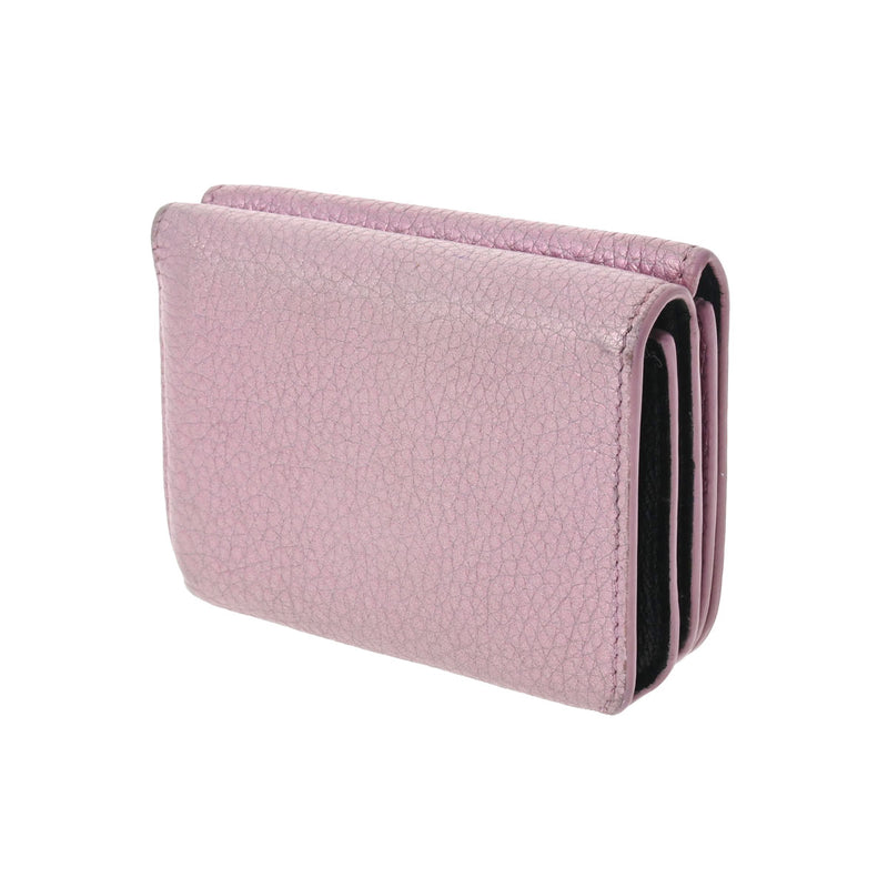 ピンクBALENCIAGA 3つ折り財布 メタリックピンク - 折り財布