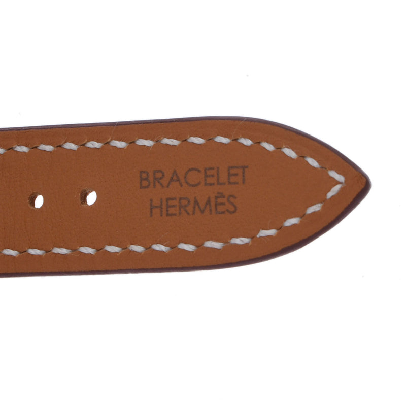 HERMES エルメス Hウォッチ PM 25mm HH1.201 U刻印(2022年頃) レディース GP/革 腕時計 クオーツ ホワイト文字盤 未使用 銀蔵