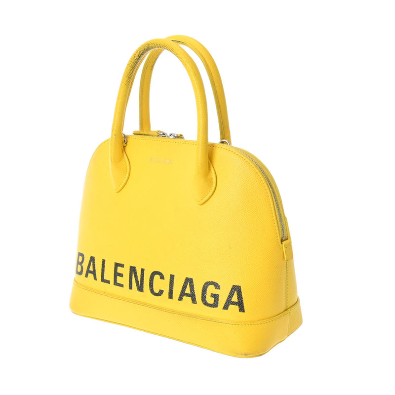 BALENCIAGA バレンシアガ ヴィル トップハンドル S イエロー シルバー金具 レディース カーフ ハンドバッグ Bランク 中古 銀蔵