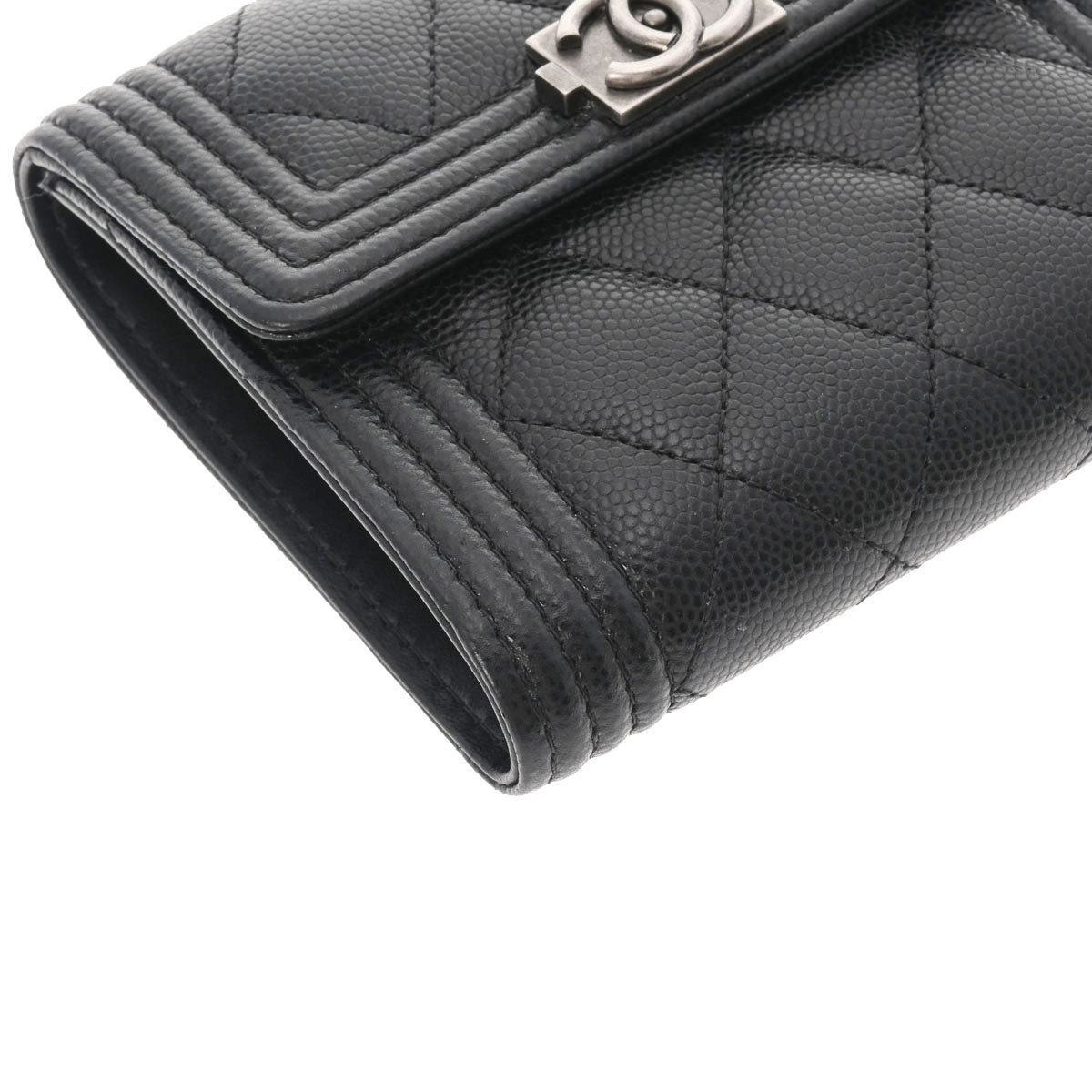 シャネルボーイシャネル コンパクトウォレット 黒 シルバー金具 レディース レザー 三つ折り財布 CHANEL 中古 – 銀蔵オンライン