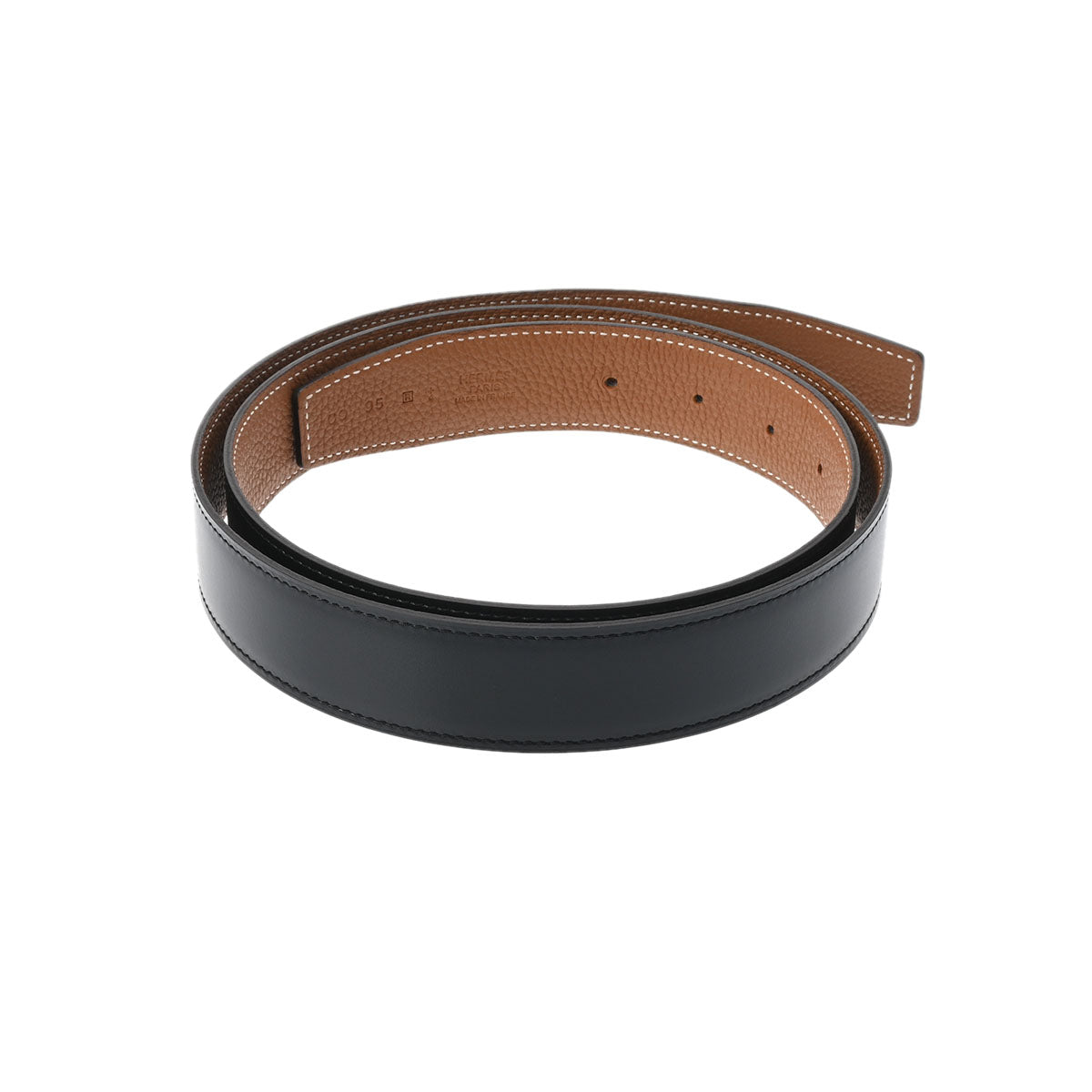 エルメスリバーシブルベルト 95cm バックルなし ノワール/ゴールド