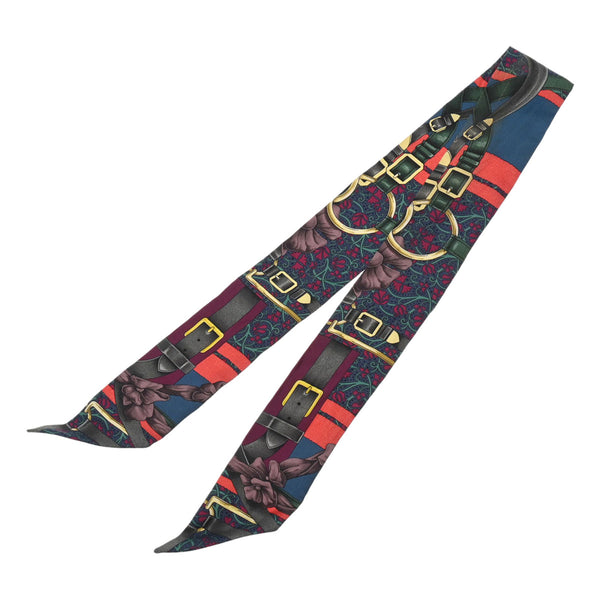 極美品　エルメス　ツイリー エルメス ツイリー MILLE ET UN LAPINS ブラック 064007S シルク100