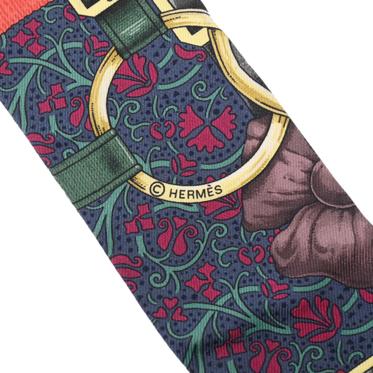 エルメス　ツイリー　「大調教術」柄 エルメスツイリー GRAND MANEGE 大調教術 赤系 レディース