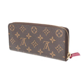 LOUIS VUITTON ルイヴィトン モノグラム ポルトフォイユクレマンス ブラウン/フューシャ M60742 レディース モノグラムキャンバス 長財布 ABランク 中古 銀蔵