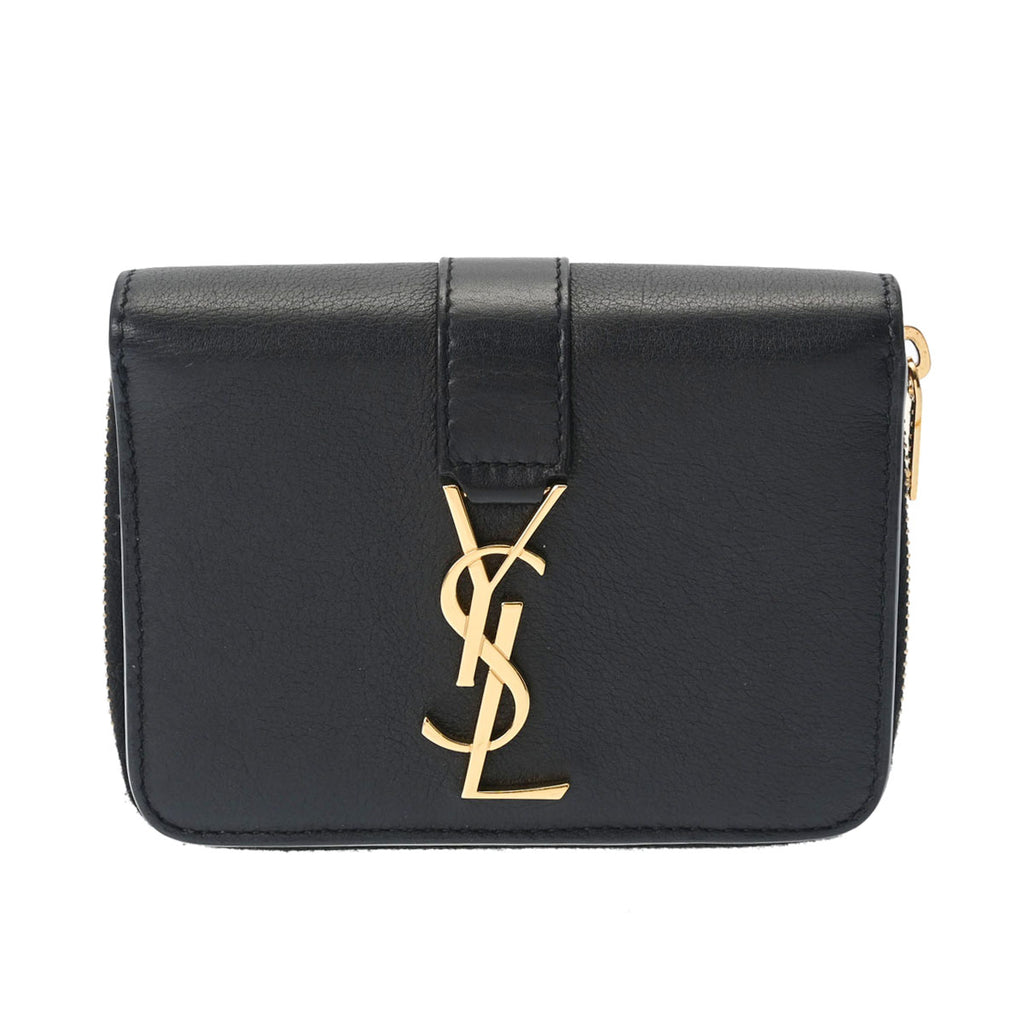 YVES SAINT LAURENT イヴサンローラン コンパクトジップウォレット 黒 