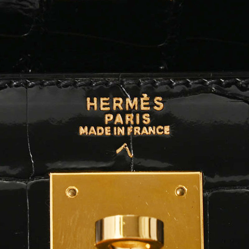 HERMES エルメス ケリー 32 外縫い 黒　 ゴールド金具 ○W刻印(1993年頃) レディース ポロサス 2WAYバッグ Aランク 中古 銀蔵