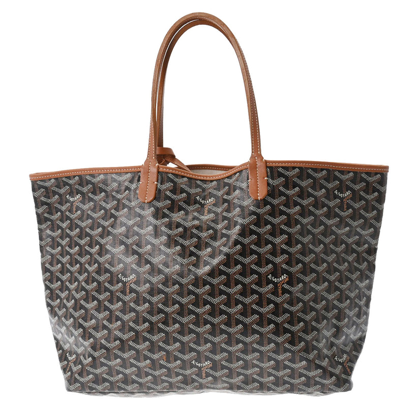 GOYARD ゴヤール サンルイ PM 黒/茶 ユニセックス PVC/レザー トートバッグ ABランク 中古 銀蔵