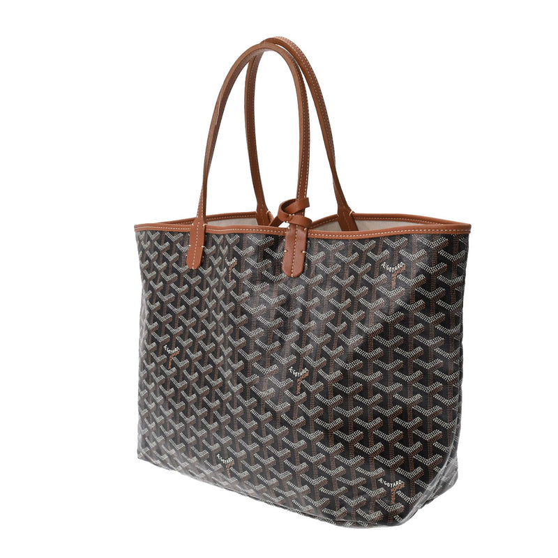 GOYARD ゴヤール サンルイ PM 黒/茶 ユニセックス PVC/レザー トートバッグ ABランク 中古 銀蔵