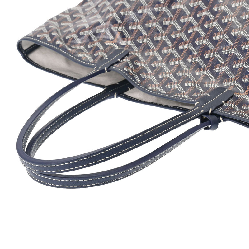 GOYARD ゴヤール サンルイ PM ネイビーブルー ユニセックス PVC/レザー トートバッグ Aランク 中古 銀蔵