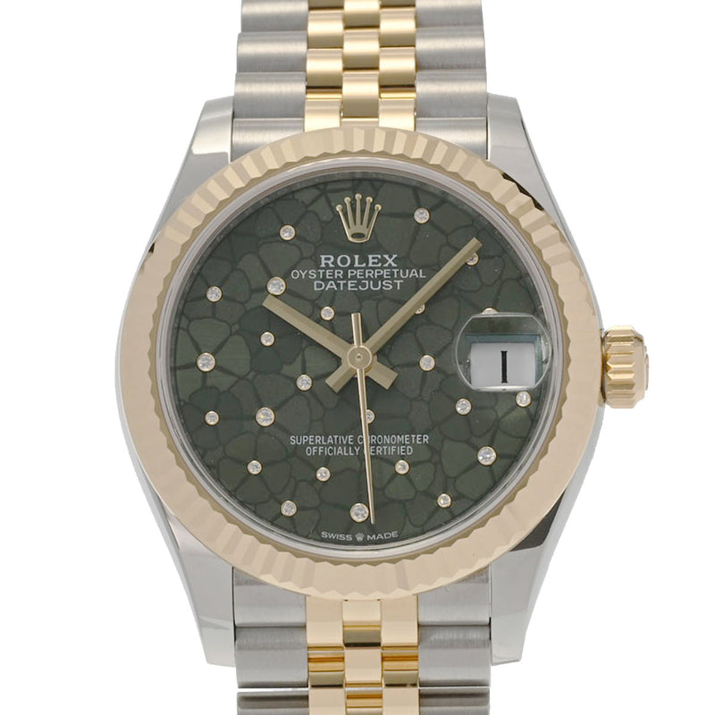 【現金特価】ROLEX ロレックス デイトジャスト 31 ダイヤ フローラルモチーフ 2023年11月 278273 レディース YG/SS 腕時計 自動巻き グリーン系フローラル文字盤 未使用 銀蔵