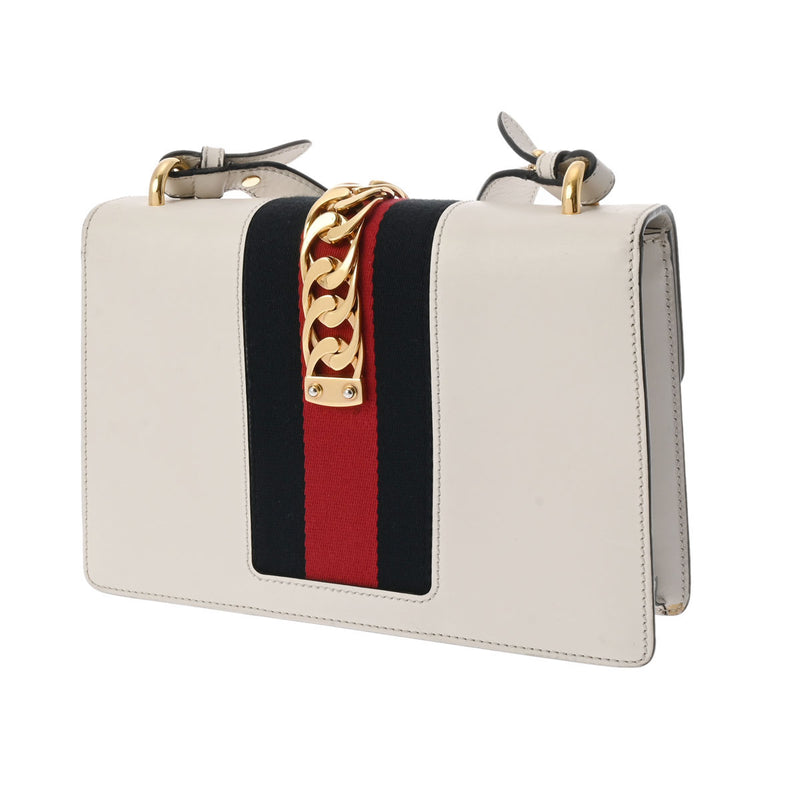 GUCCI グッチ シルヴィ 2WAY 白 ゴールド金具 421882 レディース レザー ショルダーバッグ ABランク 中古 銀蔵