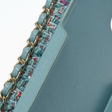 CHANEL シャネル iPhoneケース 12pro ポケット ストラップ付き 水色 ゴールド金具 ユニセックス ツイード 携帯・スマホアクセサリー ABランク 中古 銀蔵