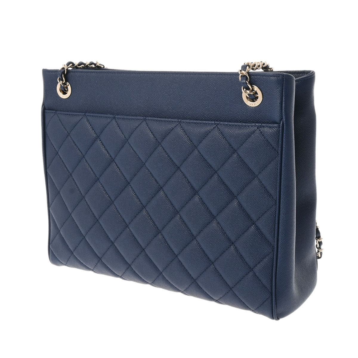 シャネルチェーントート 42976 ネイビー シルバー金具 レディース