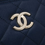 CHANEL シャネル マトラッセ チェーントート ネイビー シルバー金具 A50494 レディース キャビアスキン ハンドバッグ Aランク 中古 銀蔵