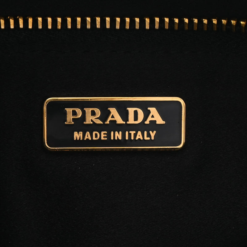 PRADA プラダ 2WAY 黒 ゴールド金具 レディース サテン ハンドバッグ Aランク 中古 銀蔵
