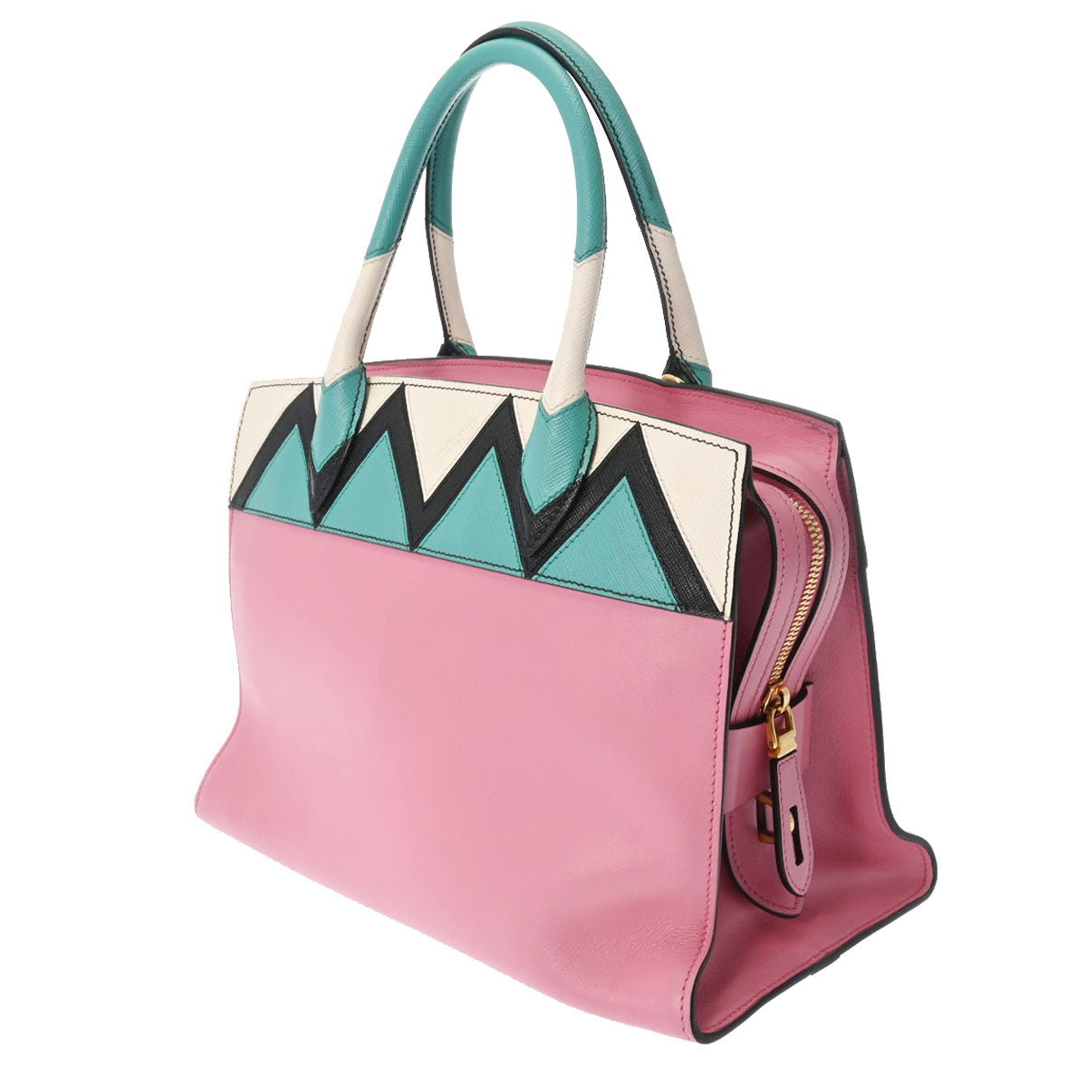 美品　プラダ オールレザー 2WAY ハンドバッグ レディース ゴールド金具 美品 プラダ オールレザー 2WAY ハンドバッグ レディース